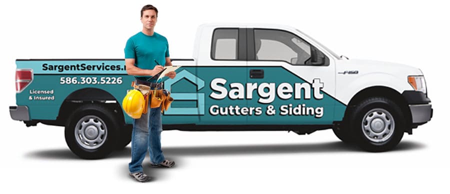 Sargent Roofing Man in front of truck